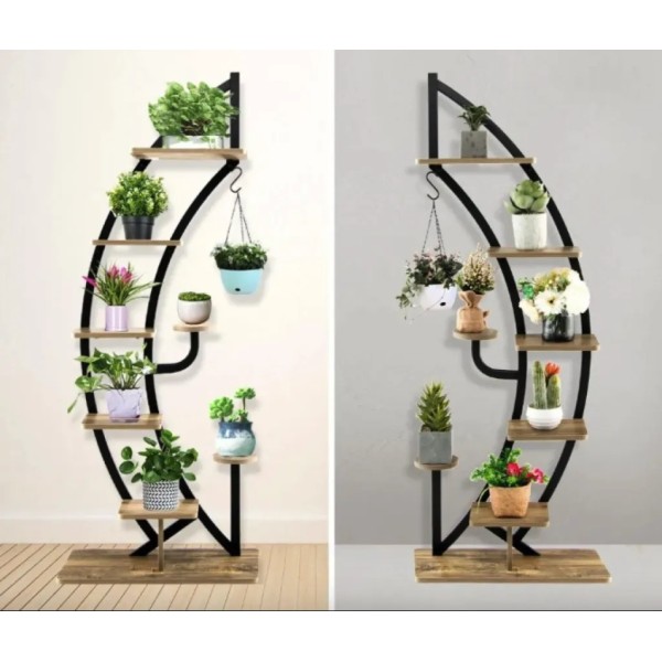 Стелаж для квітів Costway Ruta комплект 2 штуки у формі півмісяця коричневий