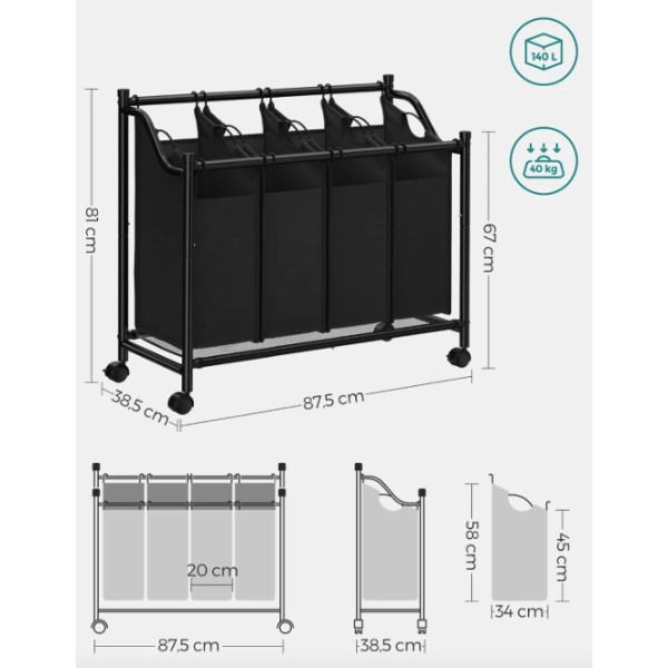 Кошик для білизни Leobert Breesal 4 відділення х 35л