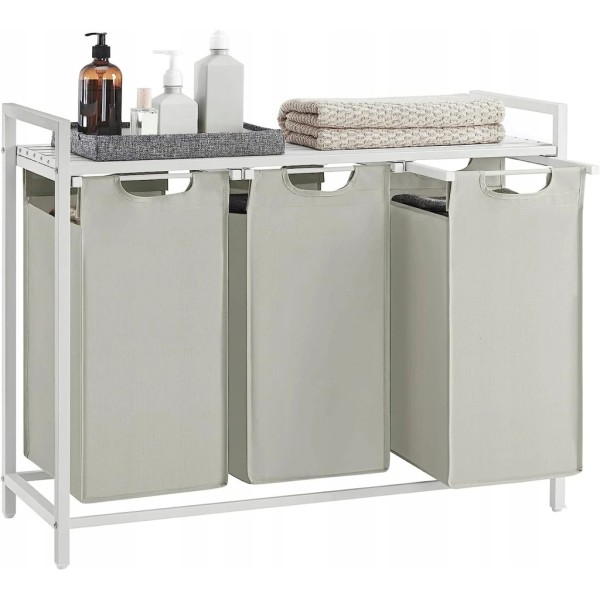 Кошик для білизни Leobert Chariot з трьома відділеннями 3 x 38л білий