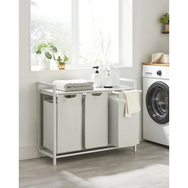 Кошик для білизни Leobert Chariot з трьома відділеннями 3 x 38л білий