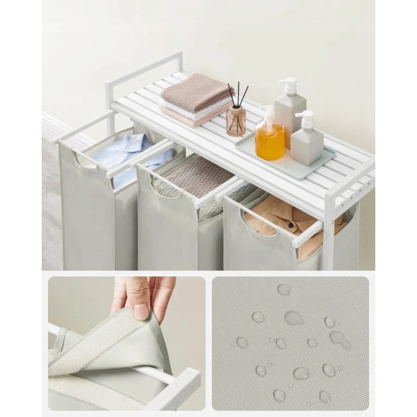 Кошик для білизни Leobert Chariot з трьома відділеннями 3 x 38л білий