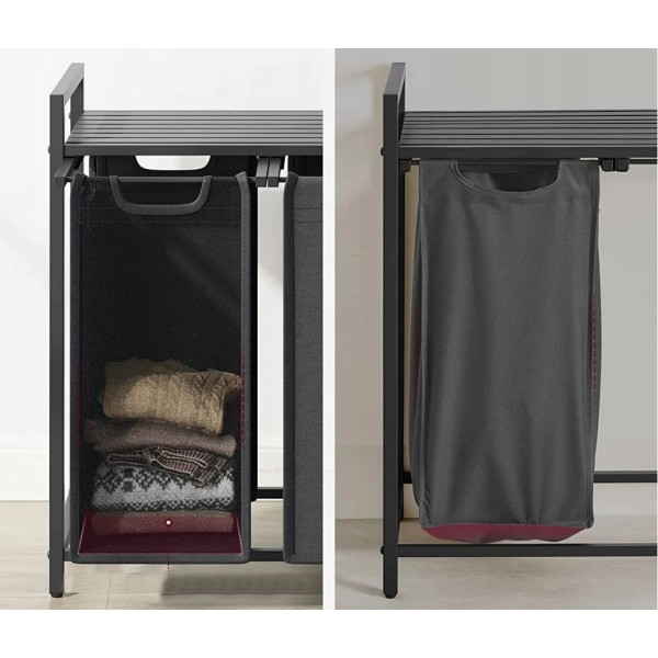 Кошик для білизни Leobert Chariot з трьома відділеннями 3 x 38л чорний