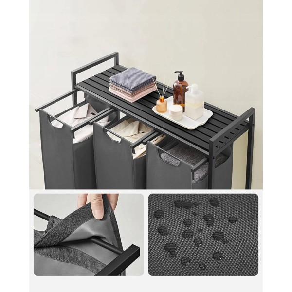 Кошик для білизни Leobert Chariot з трьома відділеннями 3 x 38л чорний