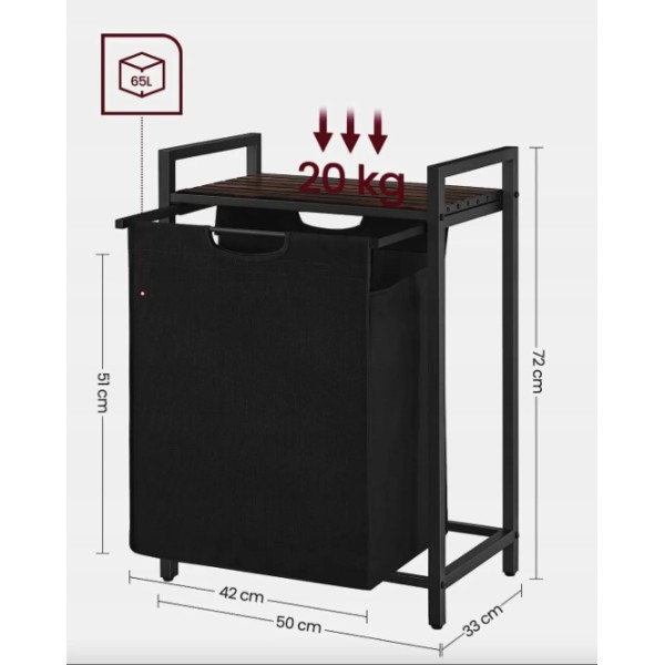 Кошик для білизни Leobert Napoli 65 л в стилі Loft чорний