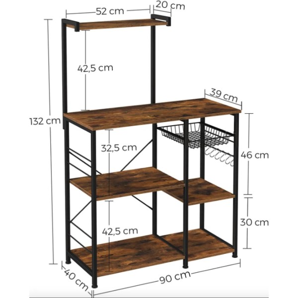 Стелаж кухонний Leobert Supretto з місцем для мікрохвильової печі в стилі Loft