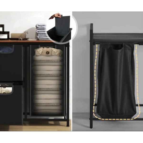 Кошик для білизни Costway Nordi 58 л в стилі Loft чорний