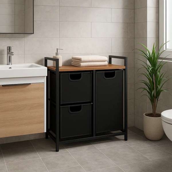 Кошик для білизни Costway Nordi 58 л в стилі Loft чорний