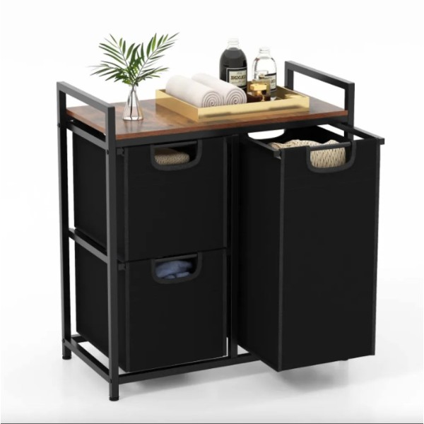 Кошик для білизни Costway Nordi 58 л в стилі Loft чорний