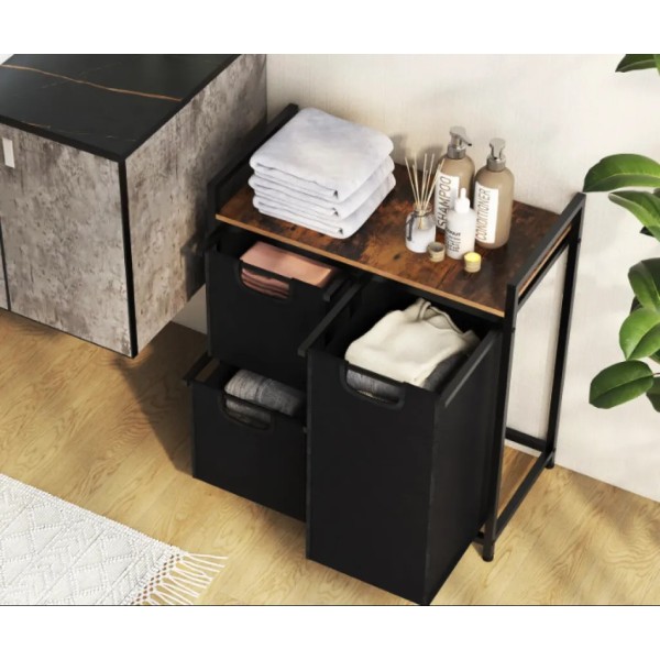 Кошик для білизни Costway Nordi 58 л в стилі Loft чорний