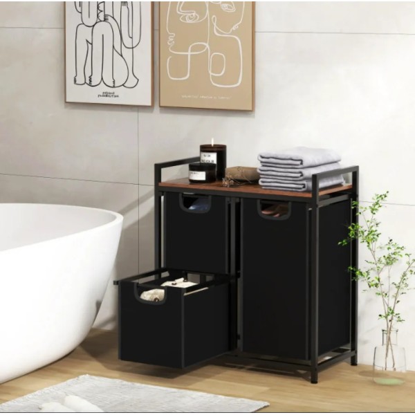 Кошик для білизни Costway Nordi 58 л в стилі Loft чорний