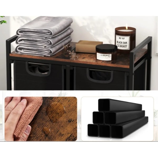 Кошик для білизни Costway Nordi 58 л в стилі Loft чорний