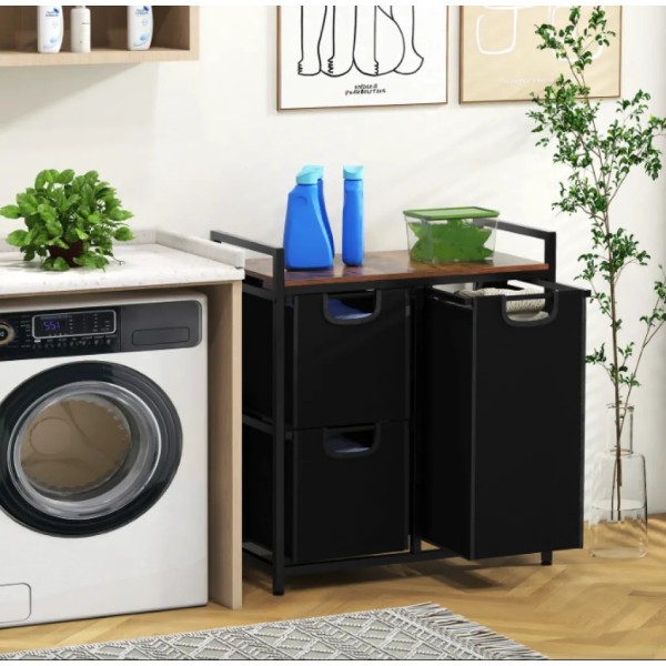 Кошик для білизни Costway Nordi 58 л в стилі Loft чорний