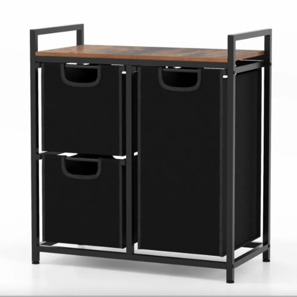 Кошик для білизни Costway Nordi 58 л в стилі Loft чорний