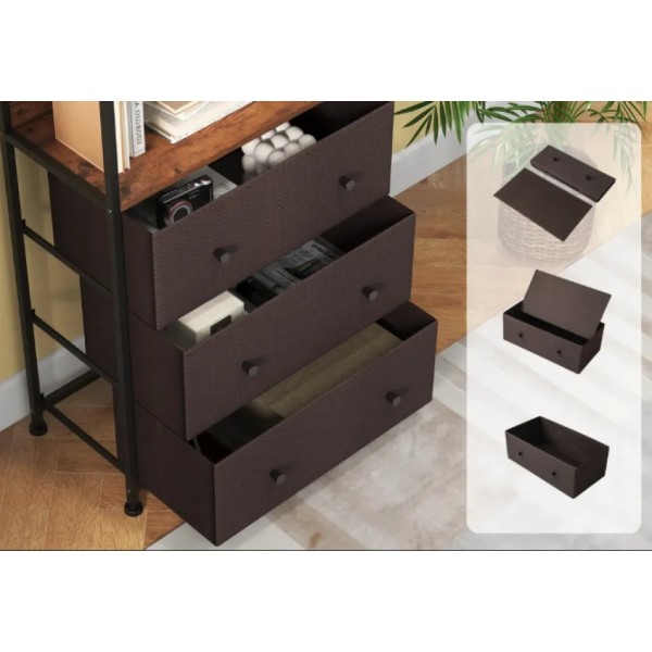 Стелаж Costway Skiff із текстильними ящиками в стилі Loft