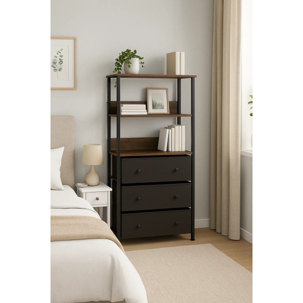 Стелаж Costway Skiff із текстильними ящиками в стилі Loft