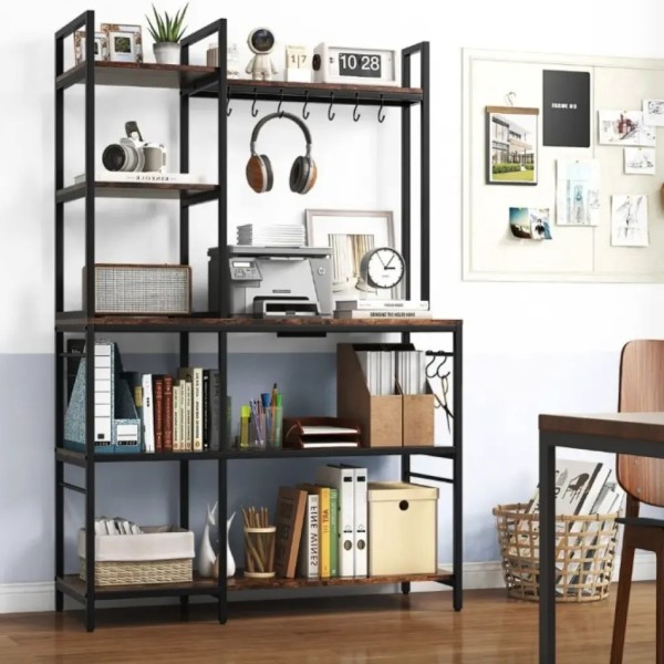 Стелаж Costway Kamel 5-ярусний з 2 розетками в стилі Loft