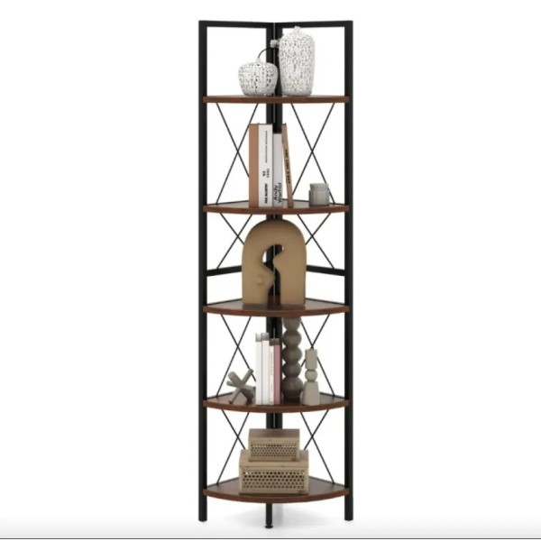 Етажерка Costway Signal кутова із металевим каркасом в стилі Loft