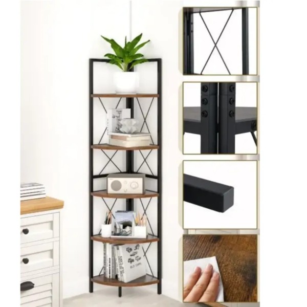 Етажерка Costway Signal кутова із металевим каркасом в стилі Loft