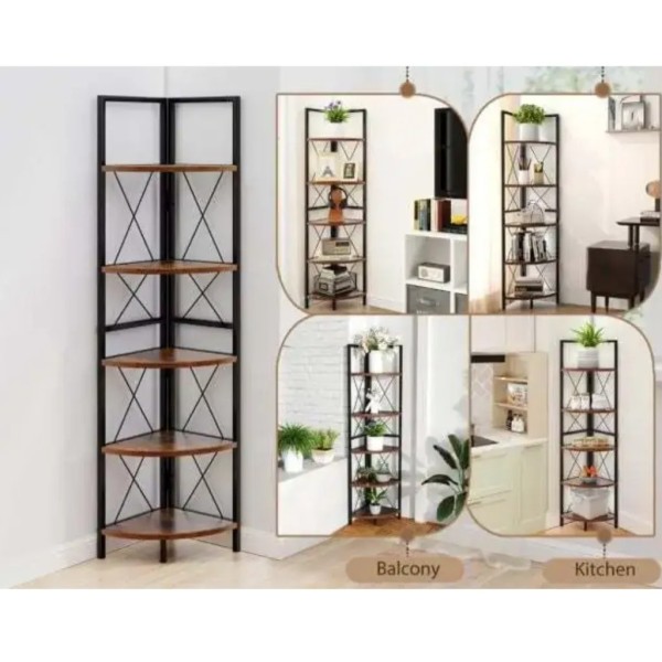 Етажерка Costway Signal кутова із металевим каркасом в стилі Loft
