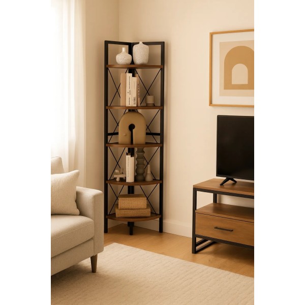 Етажерка Costway Signal кутова із металевим каркасом в стилі Loft