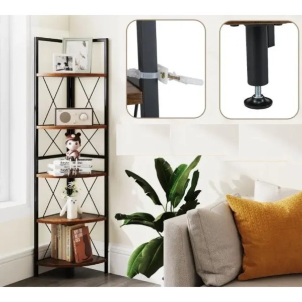 Етажерка Costway Signal кутова із металевим каркасом в стилі Loft