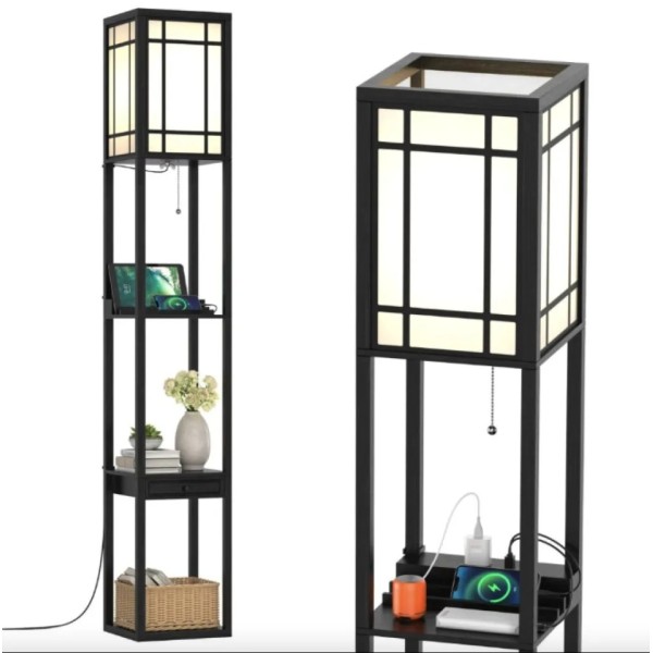 Підлогова лампа Costway Terra торшер 3 в 1 чорна