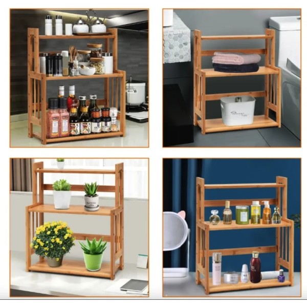 Полиця-органайзер Costway Bamboo кухонна стійка бамбук 3 полички