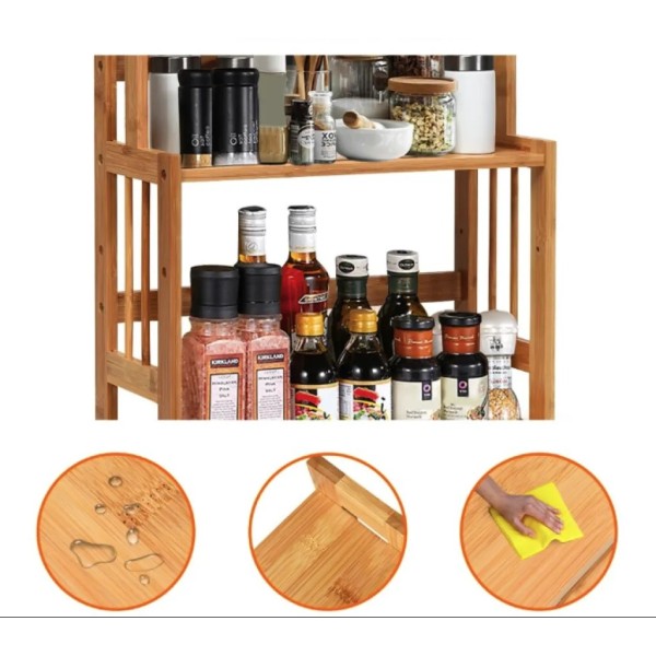 Полиця-органайзер Costway Bamboo кухонна стійка бамбук 3 полички