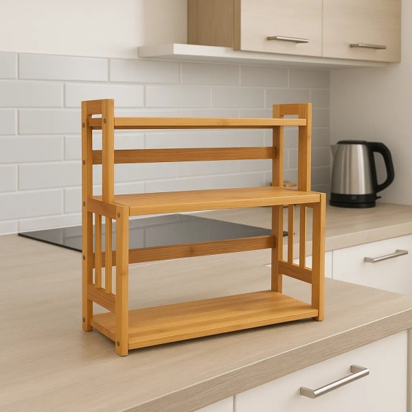Полиця-органайзер Costway Bamboo кухонна стійка бамбук 3 полички
