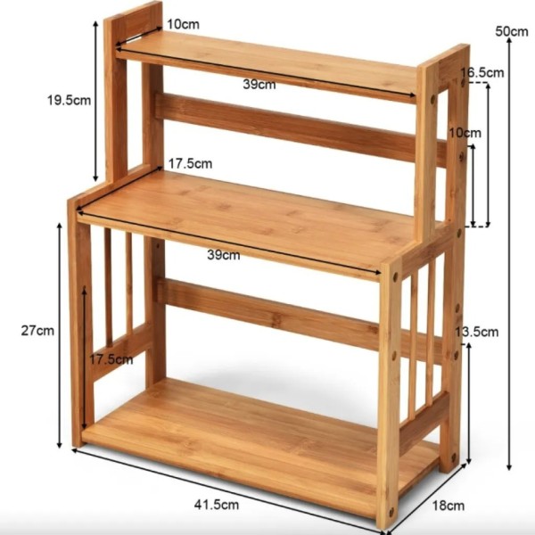 Полиця-органайзер Costway Bamboo кухонна стійка бамбук 3 полички