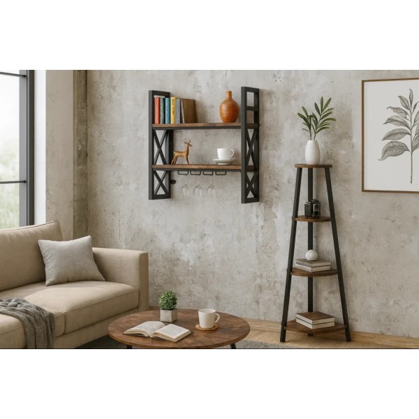 Етажерка Costway Leo кутова в стилі Loft