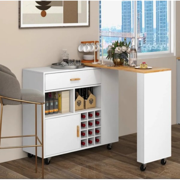 Розкладний столик тумба 2 в 1 Costway Rubber