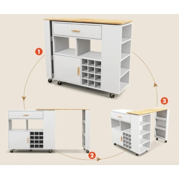 Розкладний столик тумба 2 в 1 Costway Rubber