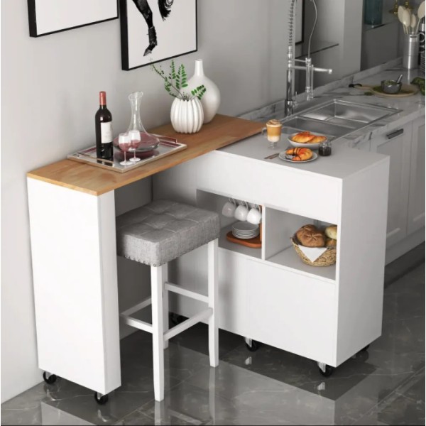 Розкладний столик тумба 2 в 1 Costway Rubber