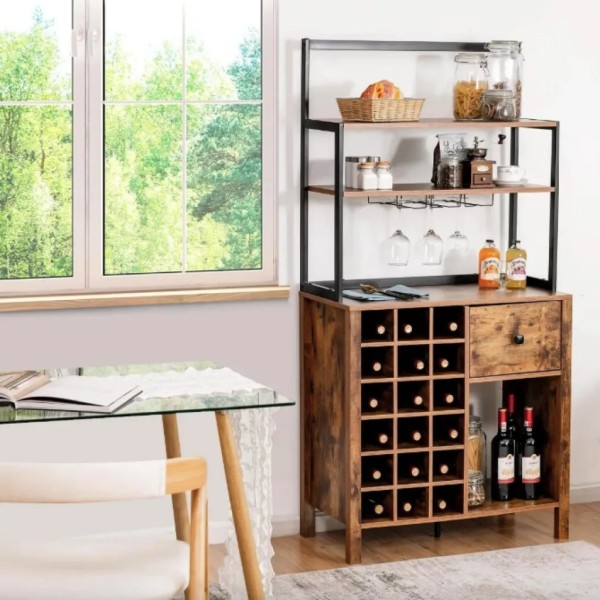 Стелаж винний Costway Vinoteca кухонна шафа в стилі Loft