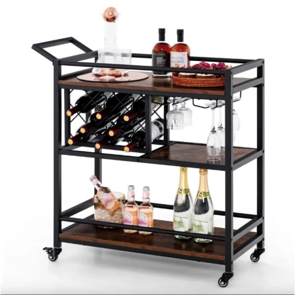 Стелаж Costway Carrito - кухонний візок з баром в стилі Loft