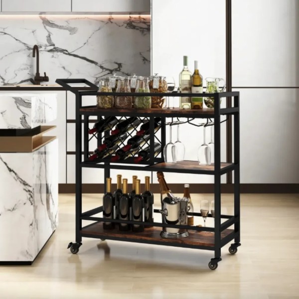 Стелаж Costway Carrito - кухонний візок з баром в стилі Loft