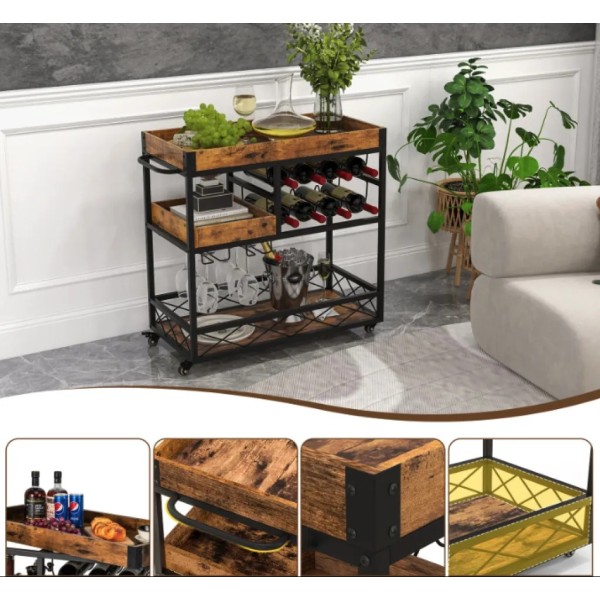 Барний візок Costway Mexico із кількома ярусами в стилі в стилі Loft