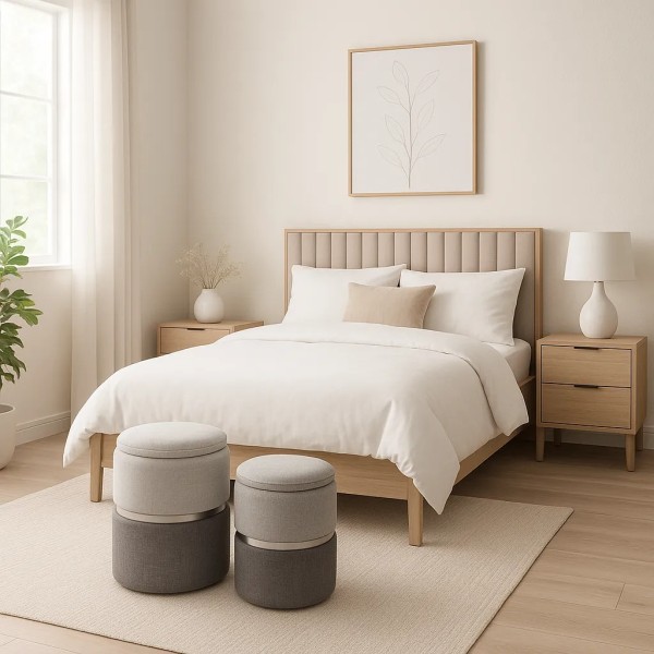 Пуф Costway Rosana велюровий комплект 2 штуки сірий