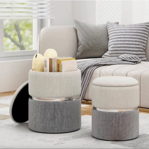 Пуф Costway Rosana велюровий комплект 2 штуки сірий