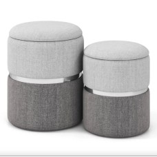 Пуф Costway Rosana велюровий комплект 2 штуки сірий