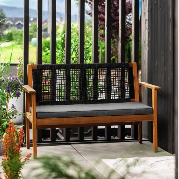 Садова лавка Di Volio Teracina з спинкою чорна