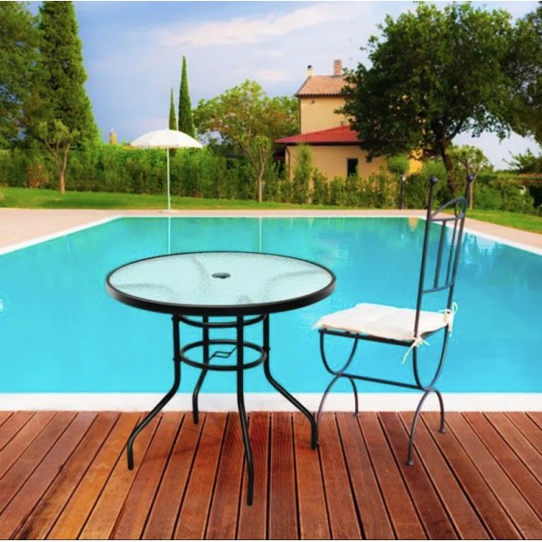 Садовий стіл Costway Acapulco з місцем для парасолі