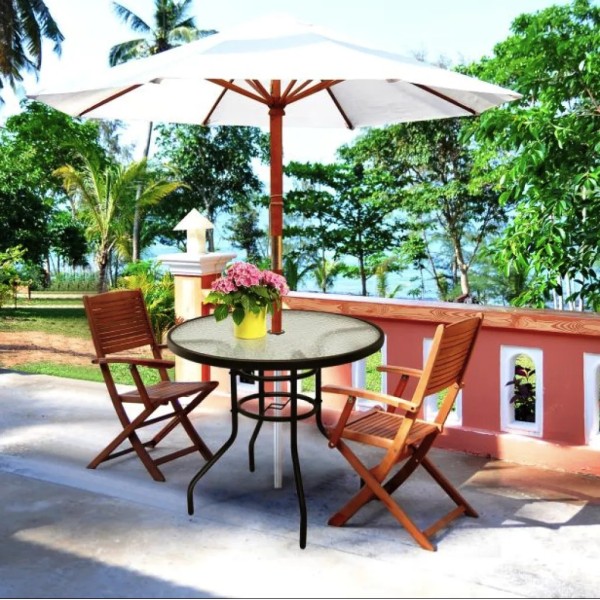 Садовий стіл Costway Acapulco з місцем для парасолі