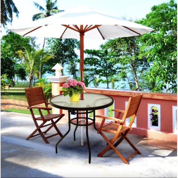 Садовий стіл Costway Acapulco з місцем для парасолі