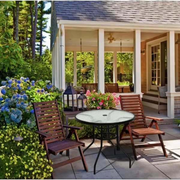 Садовий стіл Costway Acapulco з місцем для парасолі