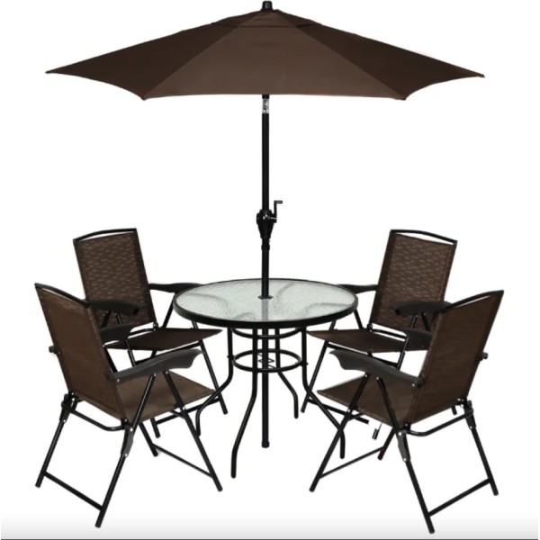 Садовий стіл Costway Acapulco з місцем для парасолі