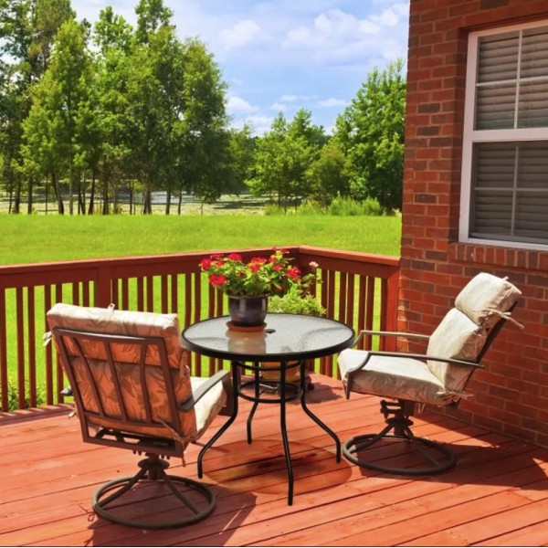 Садовий стіл Costway Acapulco з місцем для парасолі