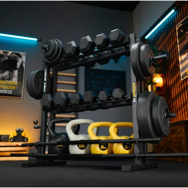 Стійка 3-рівнева для гантелей, грифів та гирь Trex Sport TX-075DR