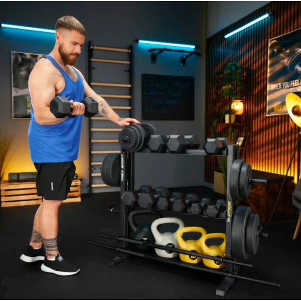 Стійка 3-рівнева для гантелей, грифів та гирь Trex Sport TX-075DR